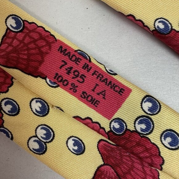 HERMÈS PARIS Silk Tie‎ Yellow Red Seashell Bubbles Pattern 7495 IA - Picture 4 of 8